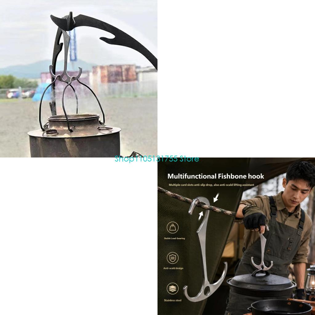 Camping Cooking Tent - K0EF Tent Cord Utility Hook Metal