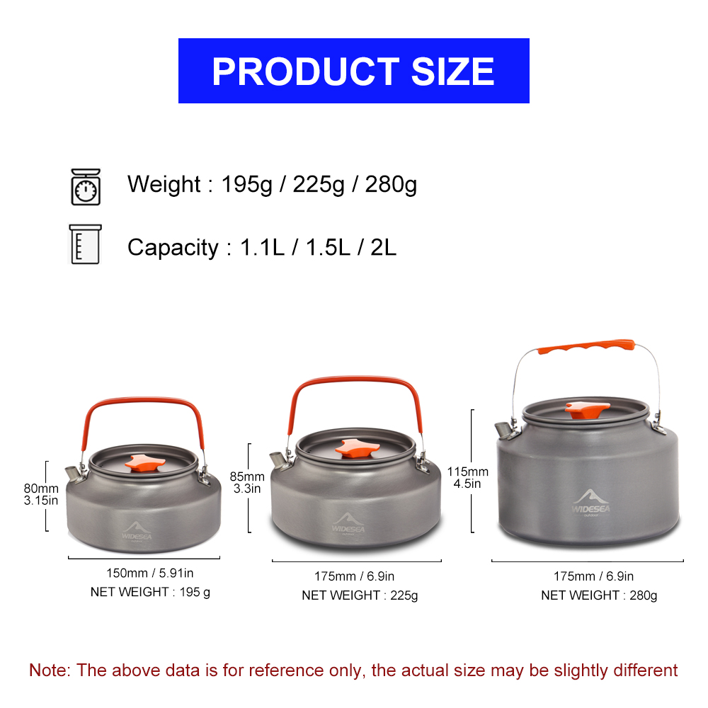 Widesea 1.1L 2L1.5L Camping Wa - Camping Cooking Ware 评论和价格