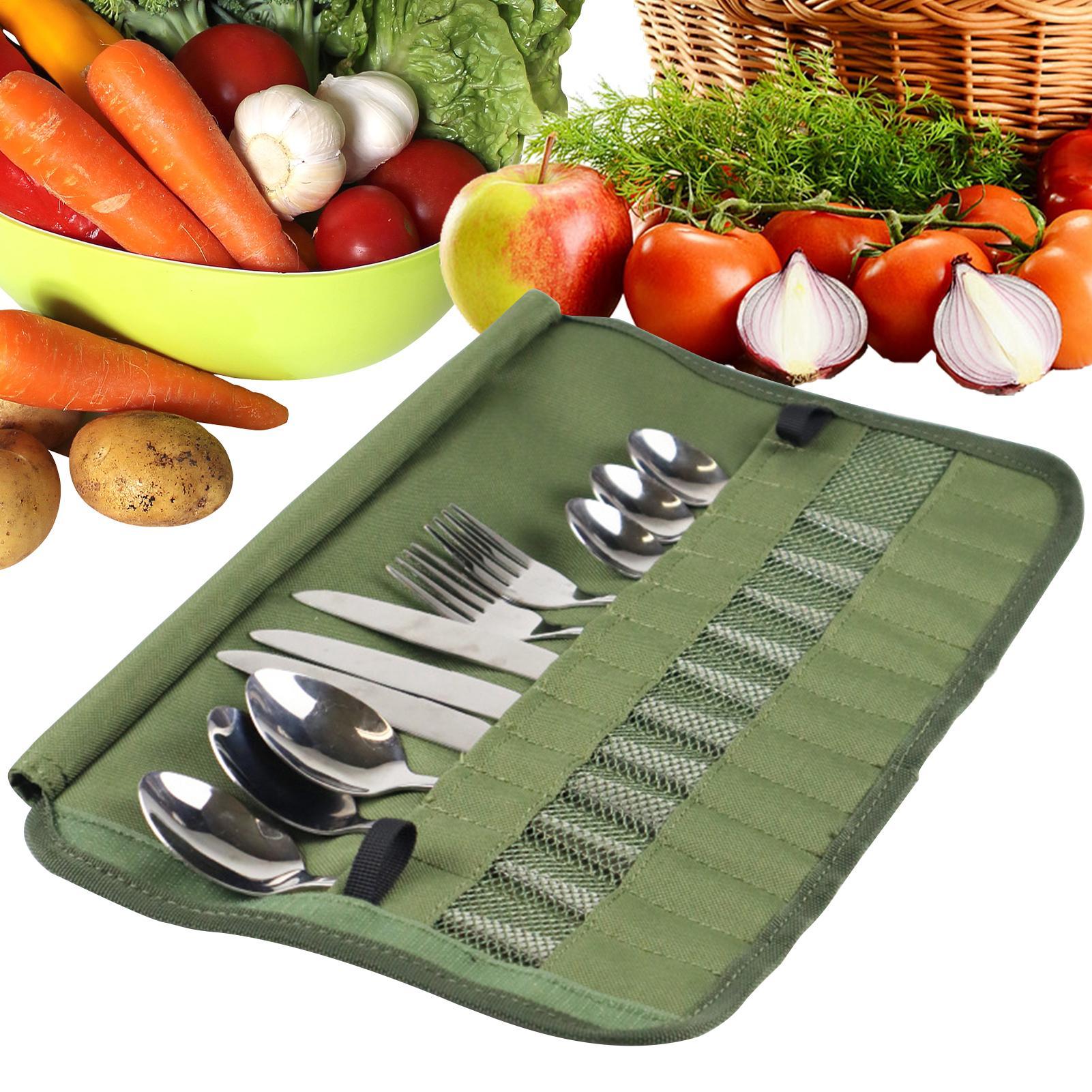 Camping Tableware Roll Bag Kit - Camping Cooking Utensil Roll 评论和价格