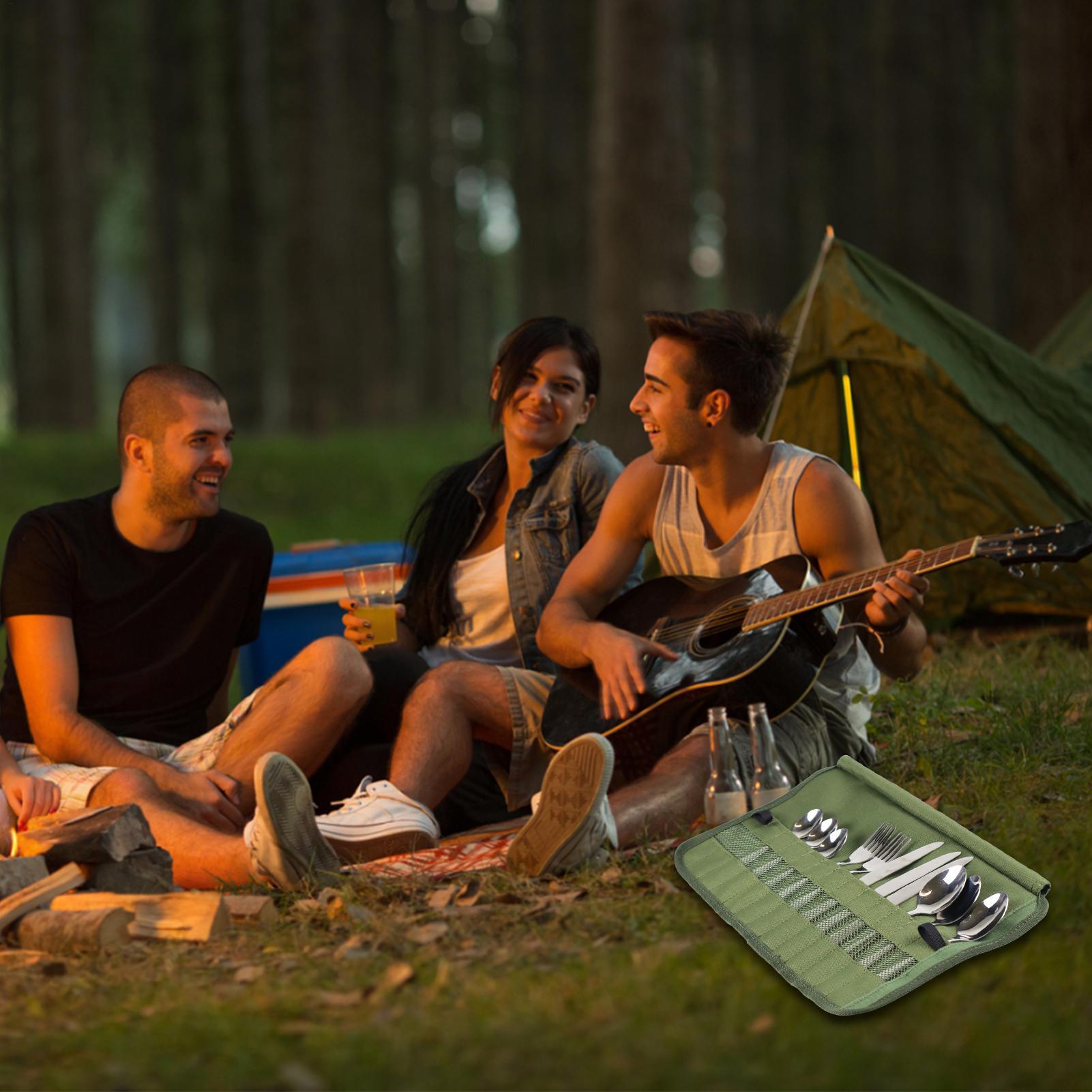 Camping Tableware Roll Bag Kit - Camping Cooking Utensil Roll 评论和价格
