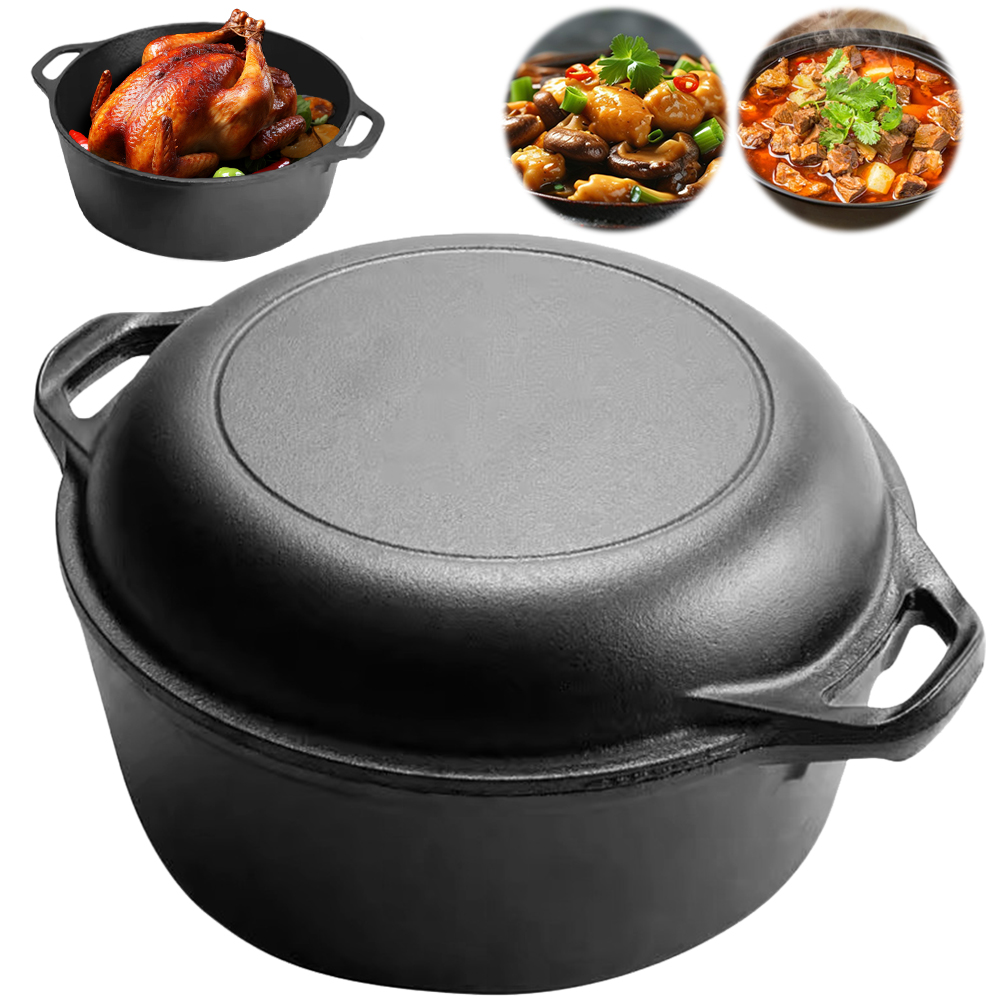 2 in 1 Cast Iron Dutch Oven Po - Skillet Cast Iron Camp 评论和价格