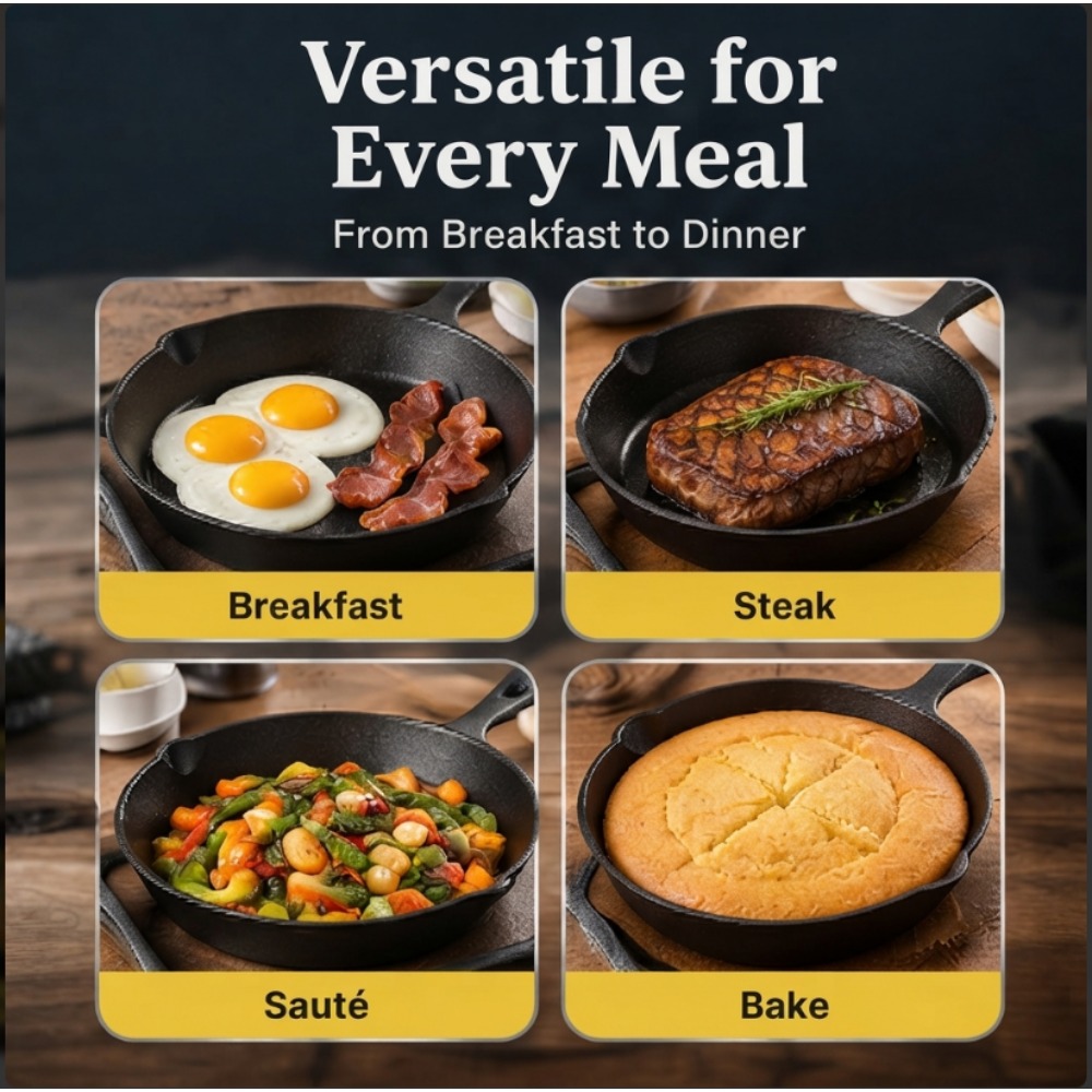 3-Piece Cast Iron Skillet Set, - Skillet Cast Iron Camp 评论和价格