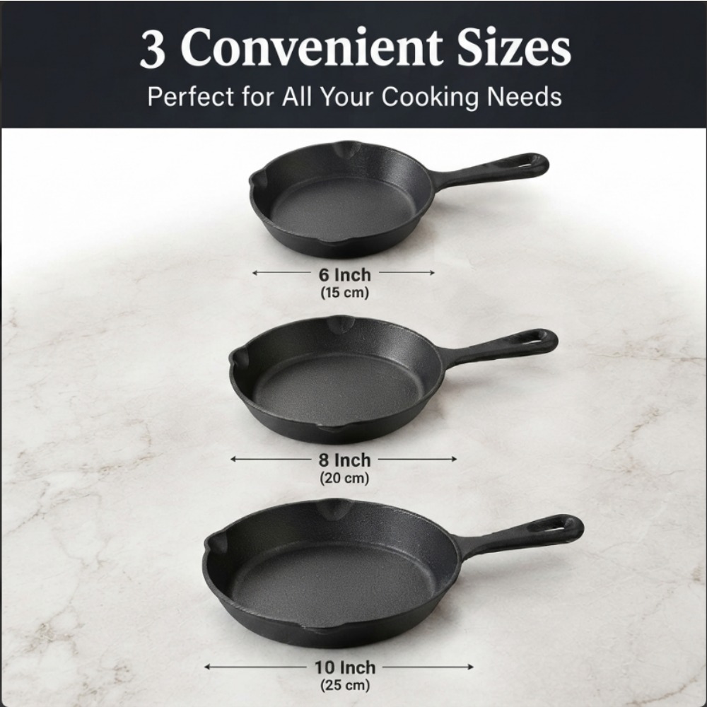 3-Piece Cast Iron Skillet Set, - Skillet Cast Iron Camp 评论和价格