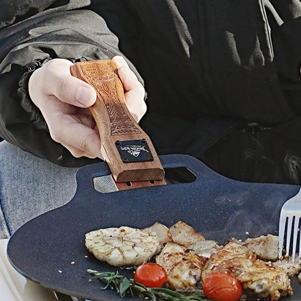 Outdoor Natural Wood Grill Pan - Camping Cooking Ware 评论和价格