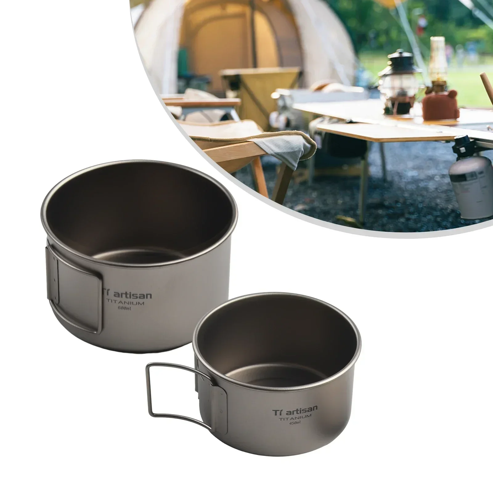 Titanium Bowl With Folding Han - Camping Cooking Survival 评论和价格