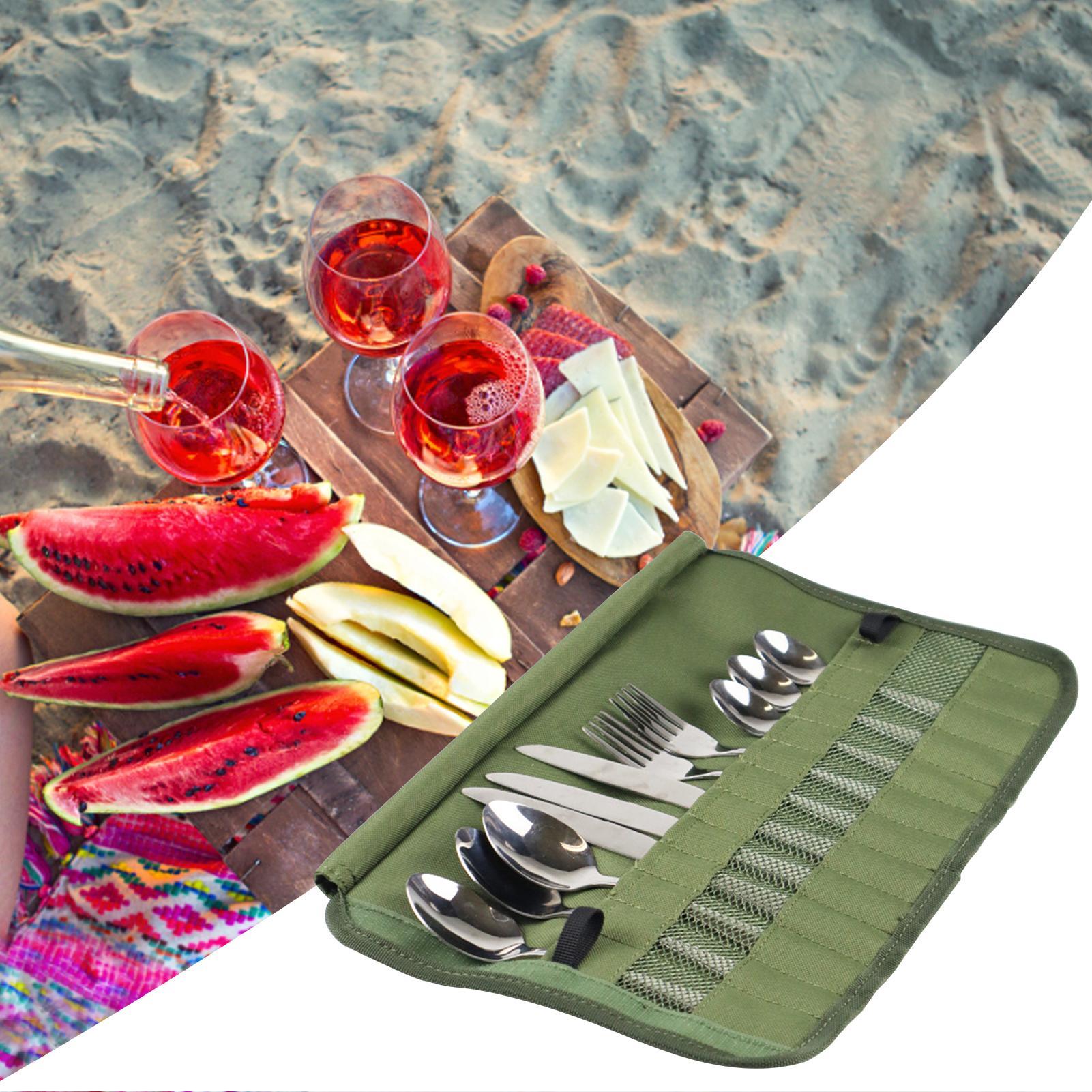 Camping Tableware Roll Bag Cam - Camping Cooking Utensil Roll 评论和价格