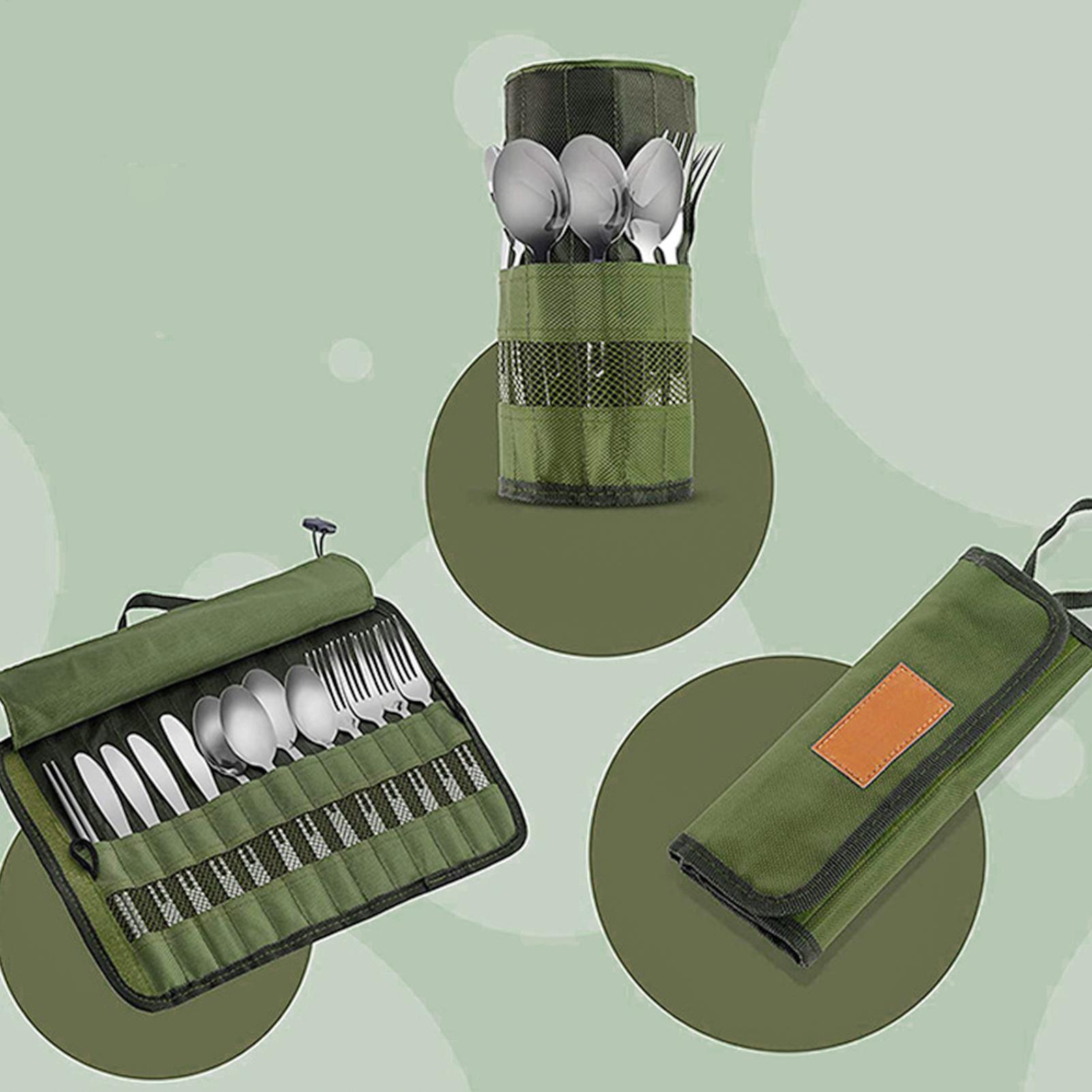 Camping Cutlery Roll Bag Kitch - Camping Cooking Utensil Roll 评论和价格